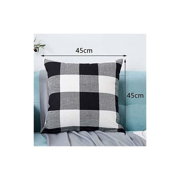 Rutig örngott 2-pack skrynkelresistent andningsbart linne med dold dragkedja 45x45cm