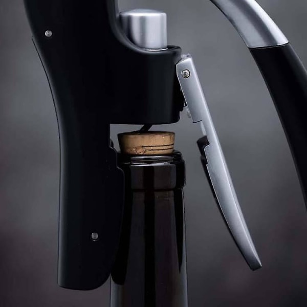 Öppen vinflaskpress typ vinöppnare, kompakt vinflasköppnare, med  dubbelverkande ergonomiskt handtag, svart 97b5 | Fyndiq