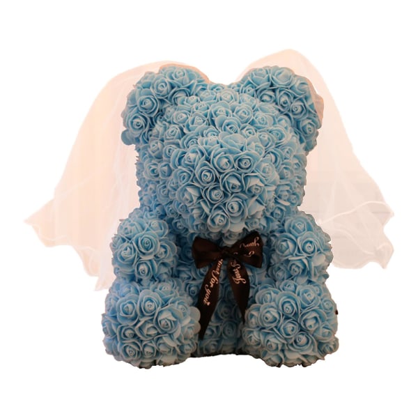 Härlig skumrosa nallebjörn med ask och ljus Alla hjärtans dag födelsedagsfest present-25cmLjusblå
