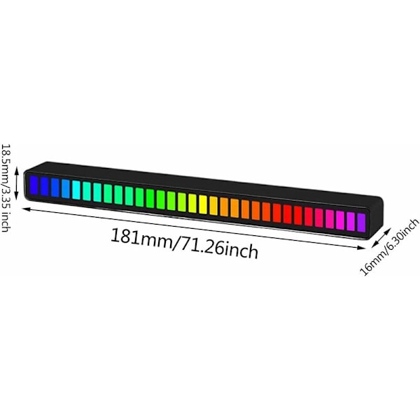 Blutooth LED-remsa, LED-rytmljus Ljudmusik Atmosfär Rytmljus 32-bitars Musiknivåindikatorljus LED-spelrörljus för bil/studio - Svart