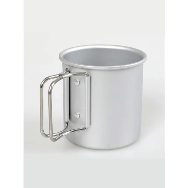 300 ml Camping Vattenkopp, Bärbar Utomhus Hopvikbar Aluminiumkopp för Camping Picknick Trekking (Vit)