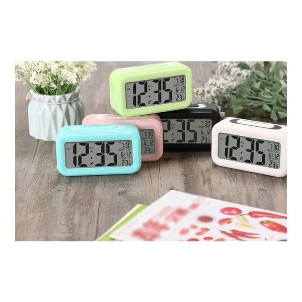Multifunktionell digital väckarklocka LED Smart Lysande Smart Clock Temperatur Perpetual Calendar Studentväckarklocka, rosa
