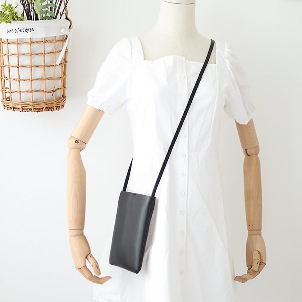 Små Crossbody-väskor för kvinnor Mobilväska Plånboksväskor, med axelrem, passar iPhonesvart