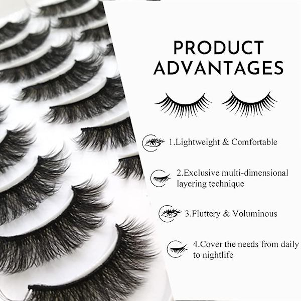 Falska ögonfransar Fluffy 6d Faux Mink Lashes 20mm Falska ögonfransar Strip Mjuka fransar