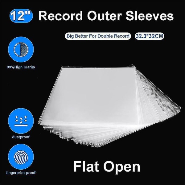 50 st Vinyl Record Skyddande Hylsa 12 Tum För Skivspelare Lp Vinyl Record Lim Skivor