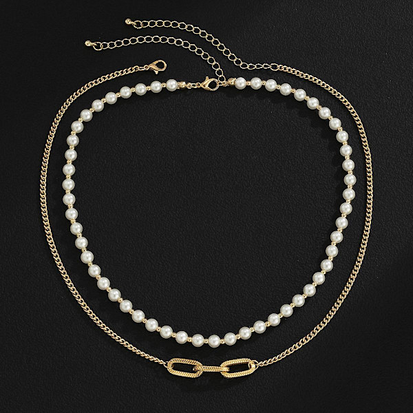 Retro kreativ geometrisk design imitation pärlhalsband (guld)