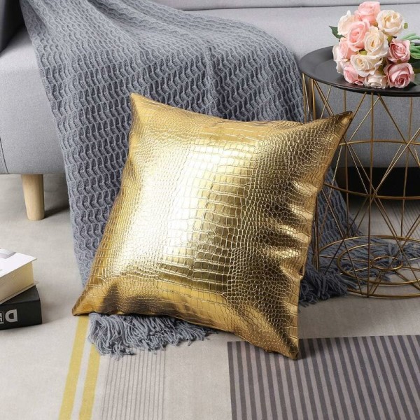 Pudebetræk Sofa Hjemmeindretning Kunstlæder Pudebetræk Farve Guld 45x45cm