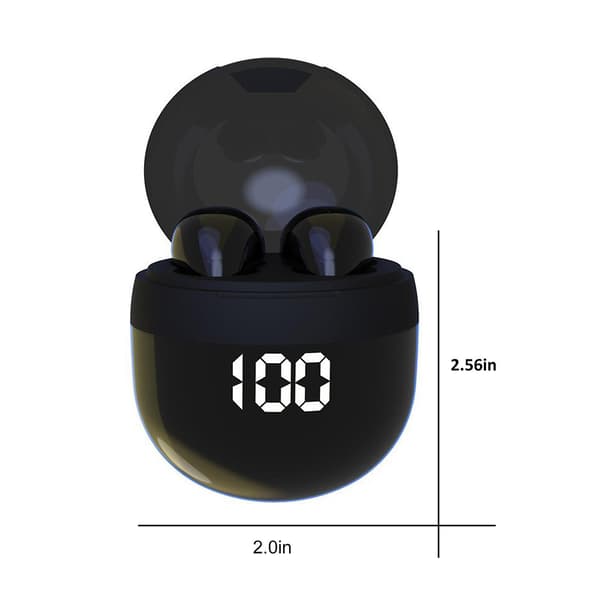 Mini Bluetooth-headset med digital display, brusreducerande musik, sömn-headset, in-ear Bluetooth-headset, svart