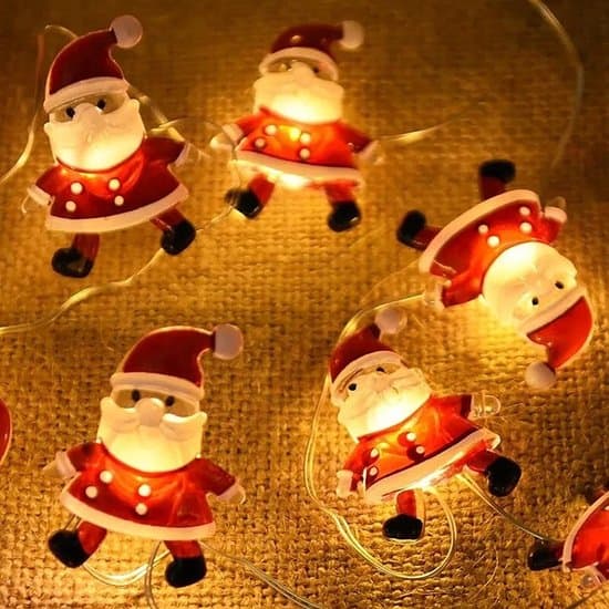 Julbelysning med jultomtefigur - 3 meter - batteridriven vit XXS