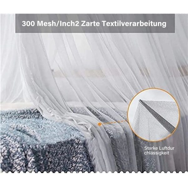 Myggenet, Kuppel Myggenet Seng, Sammenklappelig, Fri Montering, 60 x 250 x 1250cm