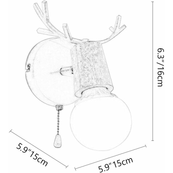 Nordisk modern design hjort horn form trä vägglampa med dragkedja strömbrytare läsrum sovrum vägglampa E27, utan glödlampa