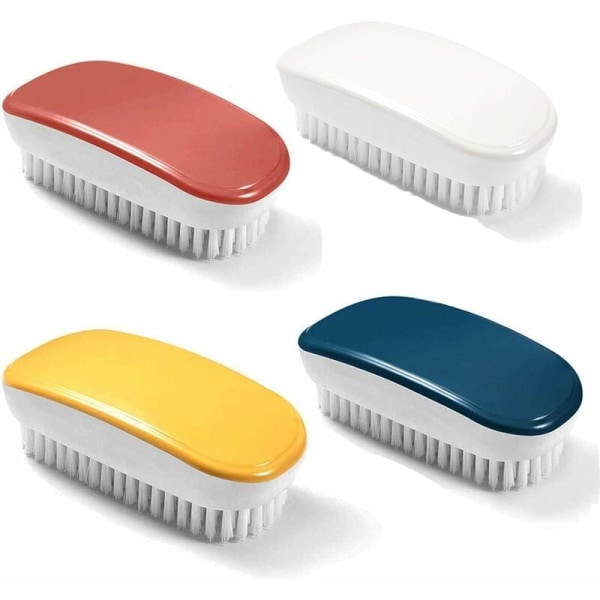 Bärbar multifunktionell tvättborste plast handborste kläder och skor 4-delat set (vit, röd, blå, gul)