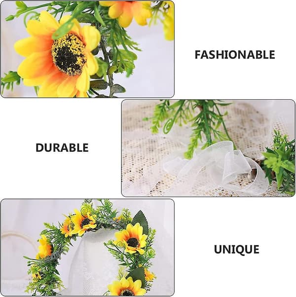 Solroskrans Garland Boho Garland Tiara Bröllop Brud Strand