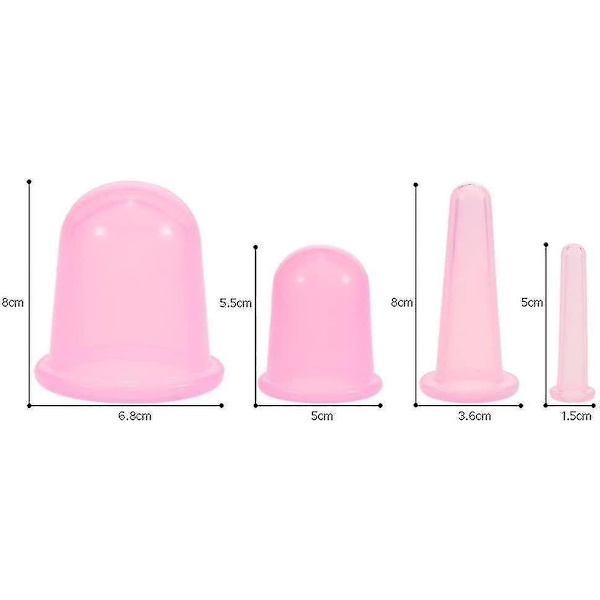 Tyskland | Premium silikon kopparglasögon | 4 delar för ansikte, halsringning &amp; Kropp | Perfekt mot apelsinskal och celluliter (rosa)