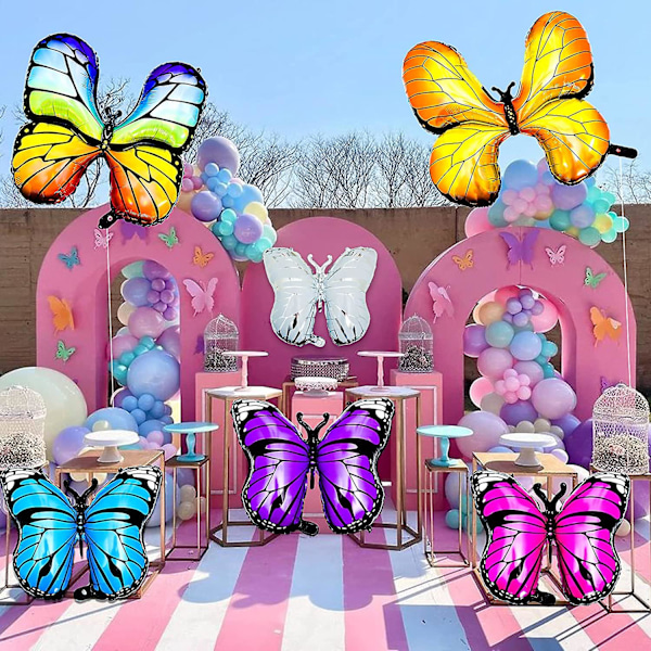 Andra Dekorativa Trädgårdsballonger 6st Fjärilsballong Fjärilsfödelsedagsfesttillbehör Dekoration Fairy Butterfly Folieballonger Fjärilsdekorationer För Fa
