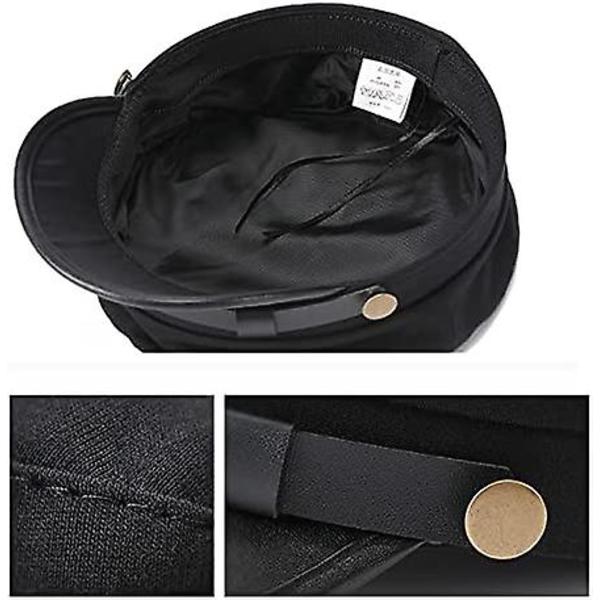Förarhatt, förarhatt, klassisk brittisk flat top fiskehatt, retro newsboy hatt svart