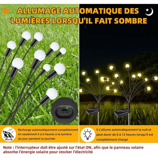 2-pack utomhus sol-eldflugslampor, sol-LED eldflugslampor, sol-eldflugslampor, utomhus sollampor, solträdgårdslampor - 10