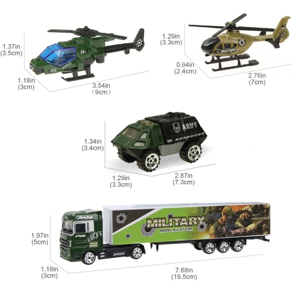 Militär billeksak Helikopter Lastbil Transporter Leksaksfordon Militära serier