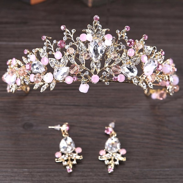 Princess Pink Crown, Sweet Crystal Princess Crown Tiara För flickor För Födelsedagsfest Firande Holiday Kostym