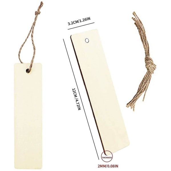 12-pack tomma grova träbokmärken som hänger med hål och rep för DIY-bibeln
