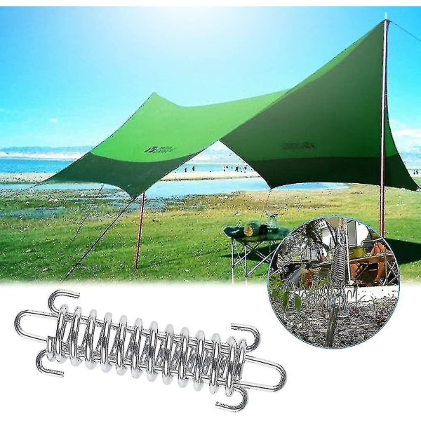 Fjäderförlängningsspiraler för campingtältmarkis monteringstillbehör (5 stycken, silver)