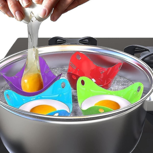 Äggkokning Perfekta Pocherade Ägg Färgglada Extra Tjocka Silikon Ägg Pocherformar-set om 6