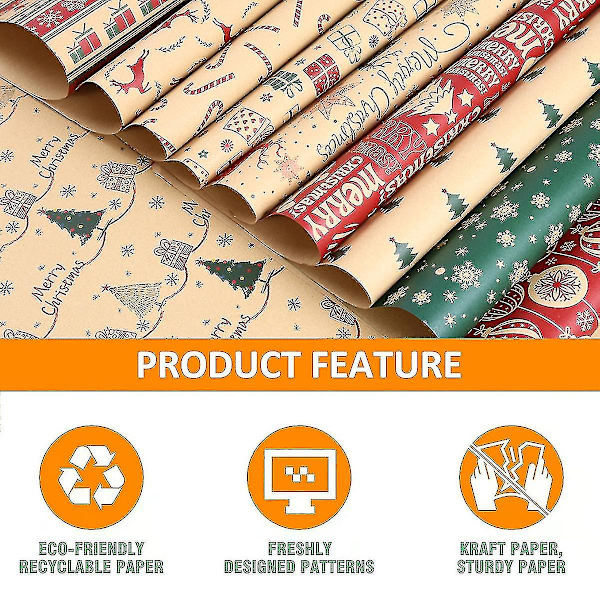 Lilyrose Julpapper Presentpapper Tjockare Julpapper Kraftpapper Grossist Julgran Älg Presentförpackning Presentpapper（style1）