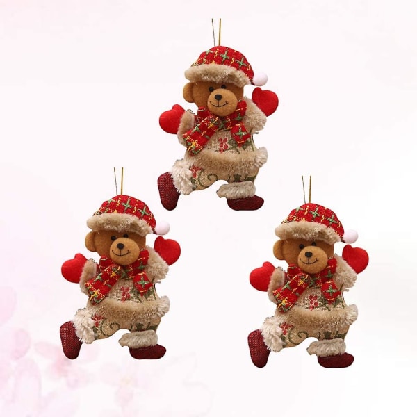 3-delade julbjörnshängande prydnader - dekorationer för julgranar och festfavoriter
