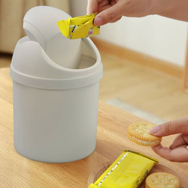 Mini plast skrivbords papperskorg (vit)