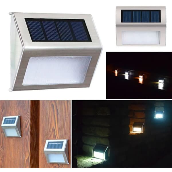 STK 3-LEDs solcellelamper væglamper hegn lys udendørs trappe lampe balkon rustfrit stål have lys
