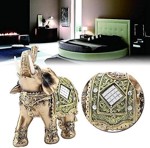 Lycklig Elefant Staty Feng Shui Grön Staty Heminredning Samling (l)