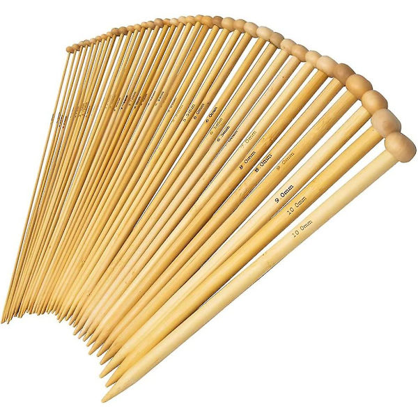 36-delad stickningsnålset i bambu, Betybedy enkelspetsiga stickor, 9\" (18 storlekar, 2,0 mm-10,0 mm)