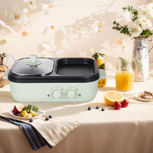 110V multifunktionel gryde til shabu-shabu og grill, multifunktionel elektrisk ovn til hjemmet, grill og barbecue.