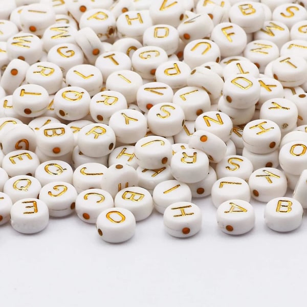 1000 pärlor rund bokstav 7 mm bokstav vit med guld bokstav pärlor från A till Ö