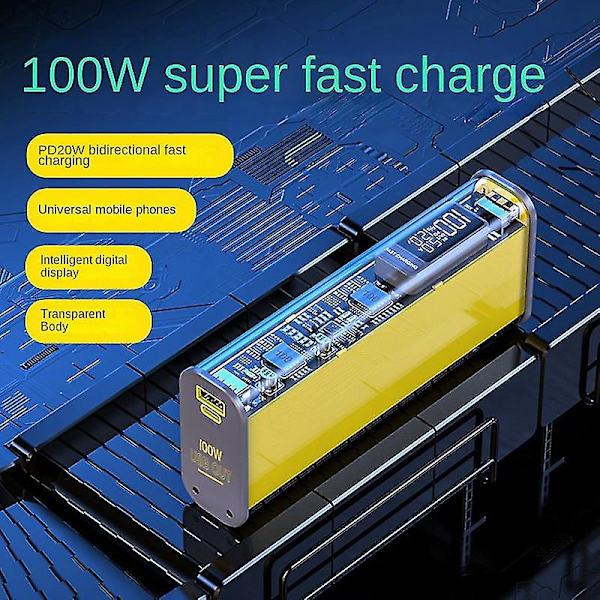 Diy Power Bank Case 100w Med Usb Typ C Tvåvägs Snabbladdningsplatta Powerbank Case Passar 18650/2170