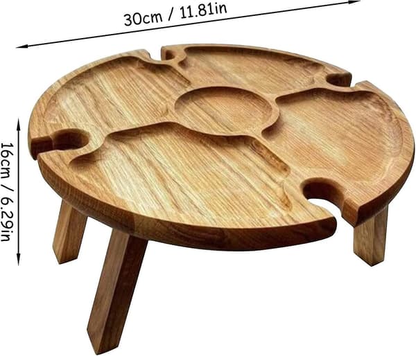 Bärbart utomhusvinbord, bärbart stockpicknickbord (30x16cm)