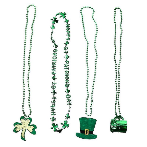 4 delar St. Patrick's Day-halsband kulpärlhalsband shamrock choker (slumpmässig stil)