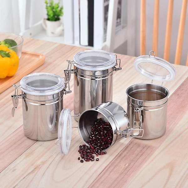 Lufttät rostfri stålburk behållare kaffe mjöl socker te behållare hållare（XL 4 tum*）