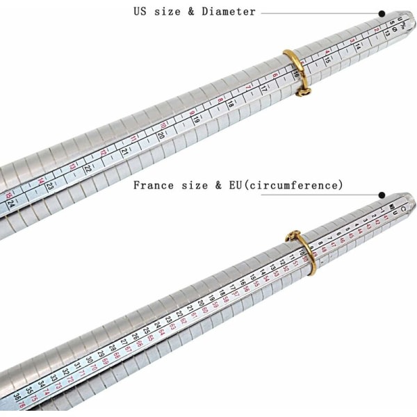 Ringmätverktyg set ringmätverktyg verktygsringmätinstrument EU-storlek ringchuck rostfritt stål gummijuvelerare hammare