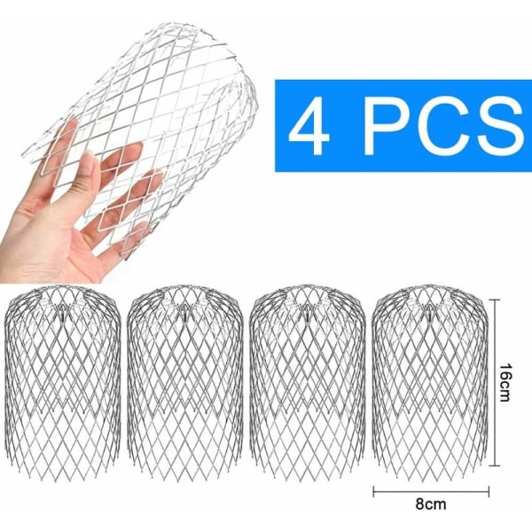 4 kpl alumiinista valmistettuja rännikappaleita, 8 15 cm, ruostumattomat rännisuotimet, vedenpitävät ränniverkot, raskaat ja kestävät talon ränniin, viemäriputkeen - hopea