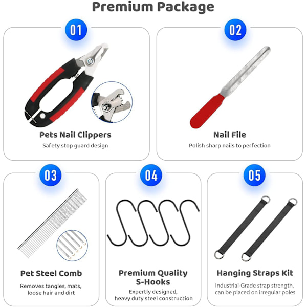 Hundvårdshängmatta sele för medelstora hundar, Groming Tabel för hund, Hundvårdsslynga, Husdjursvårdsprodukter Kit med nagelklippare/trimmer, nagelfil