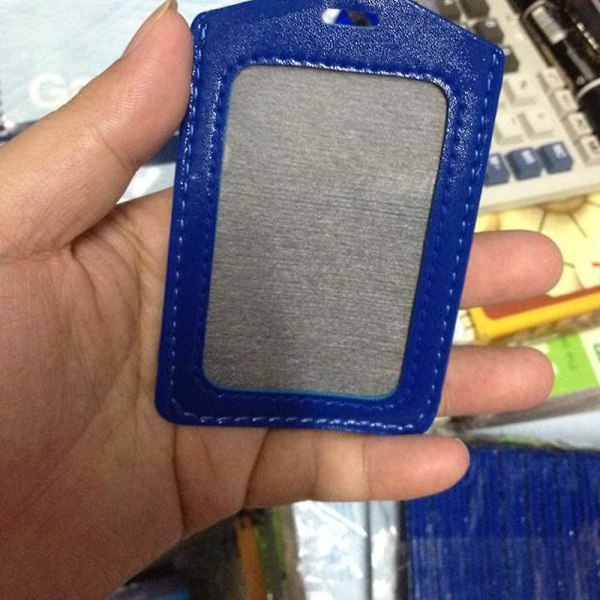 1 Visitkort Hängande PU-korthållare Lädermärke Hållare ID-korthållare Vertikal (blå)