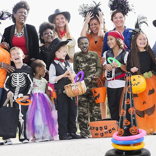 Annen Pynt Til Jul Halloween Oppblåsbar Heksehatt Gresskar Oppblåsbar Kaste Spill Heksehatt Kasting Spill Med Oppblåsbare Ringer Og Luftpumpe