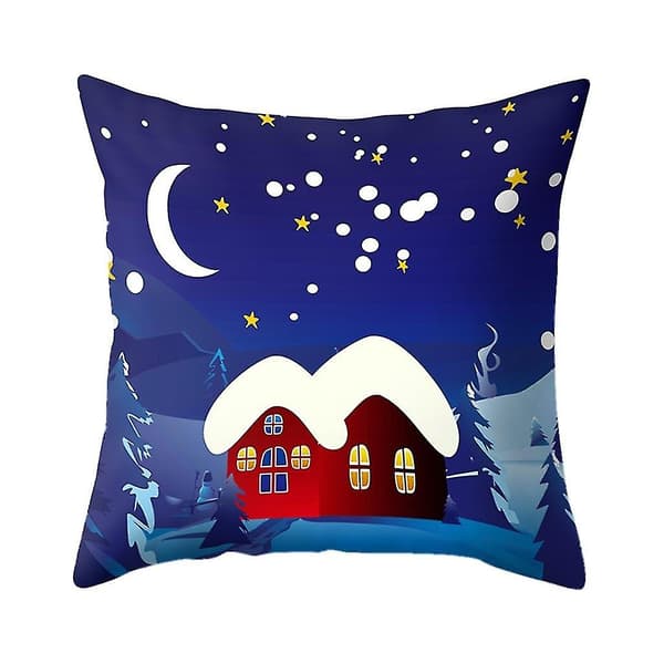 Jultryckt Kuddfodral Polyester Soffa Bil Kuddeöverdrag Heminredning 4st