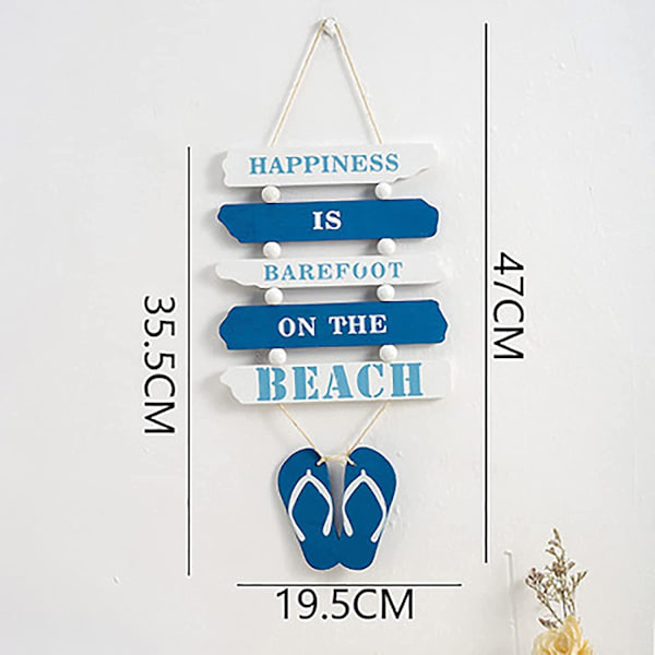 Hängande skylt väggskylt i trä, strand, flip flop väggdekor med stranddesign