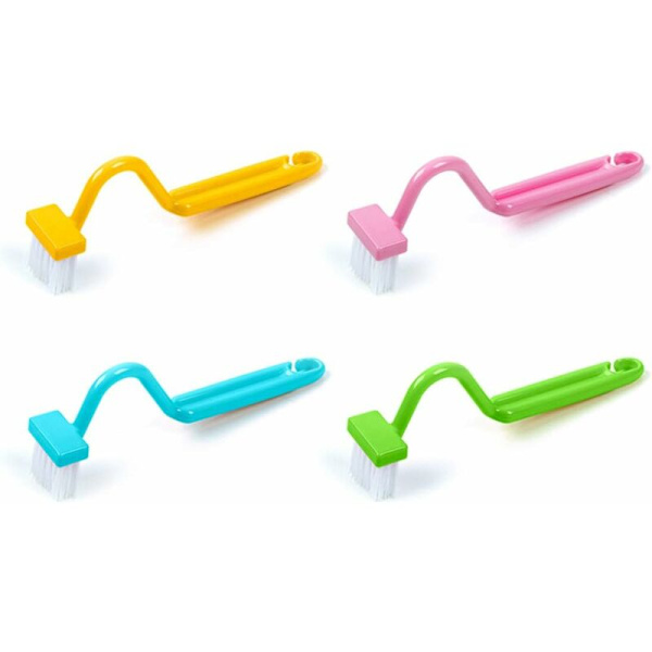 Arc Toalettborste Böjd Huvud Rengöringsborste för Sanitära Hörn 4-Pack (Gul, Blå, Grön, Rosa)
