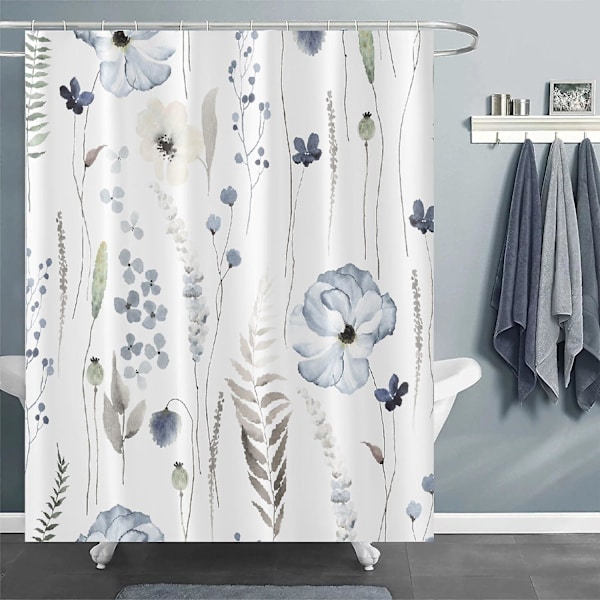 Blommig duschdraperi 72 x 72 tum, badkarspresenning blommig duschdraperi, enkel vildblomma duschdraperi
