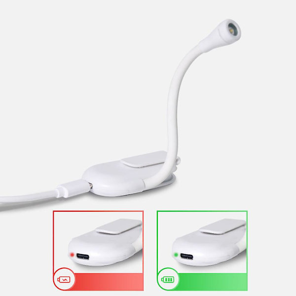 Klipp på LED-boklampa, uppladdningsbar, 3 färgtemperaturer, steglös dimning, små boktilaccessoarer, boklampa, läslampa, boklampa för läsning i sängen