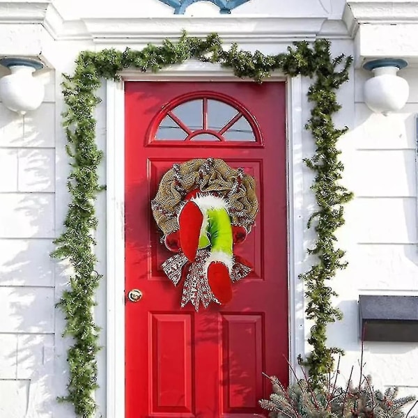 Grinch Wreath, Christmas Garland, Like The Grinch Christmas Säckekrans Dekorationer Supersöt och härliga fina presenter till vänner Garland Wreath Chr