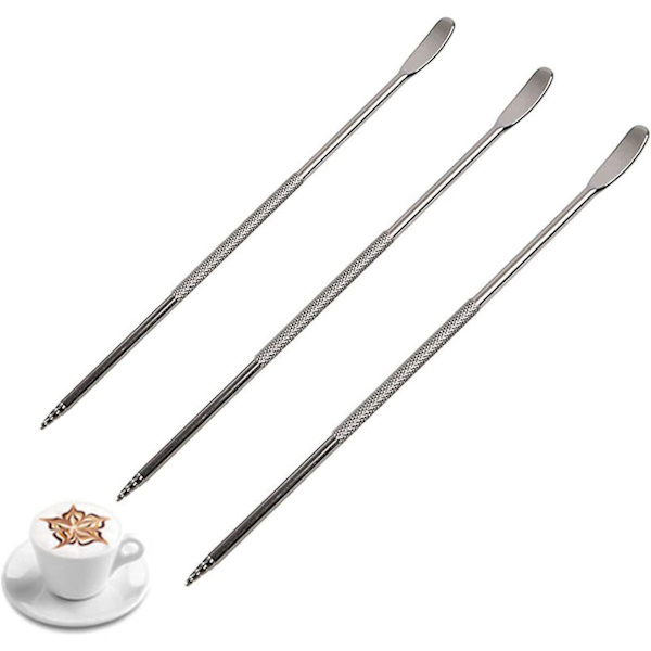 3 st Coffee Latte Art Pen Rostfritt Stål Coffee Latte Pin Tillbehör